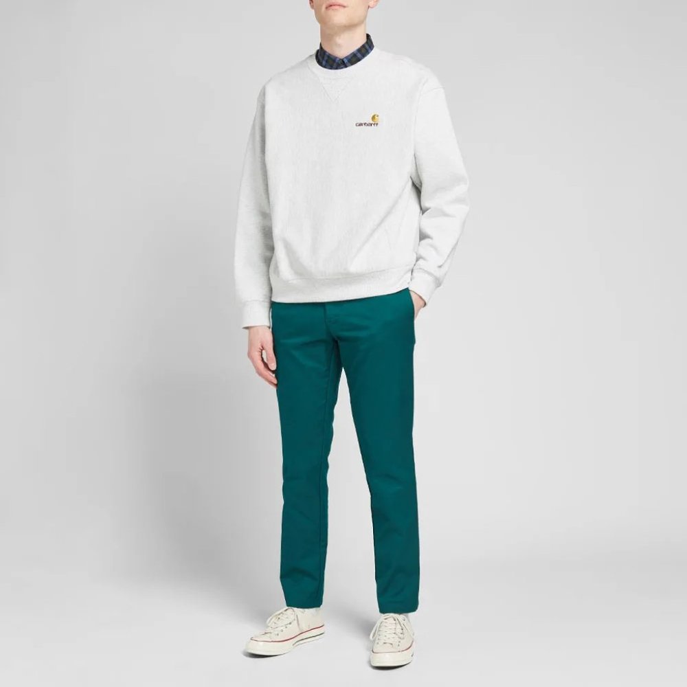 dark green carhartt wip sid slim chino pants 32x32